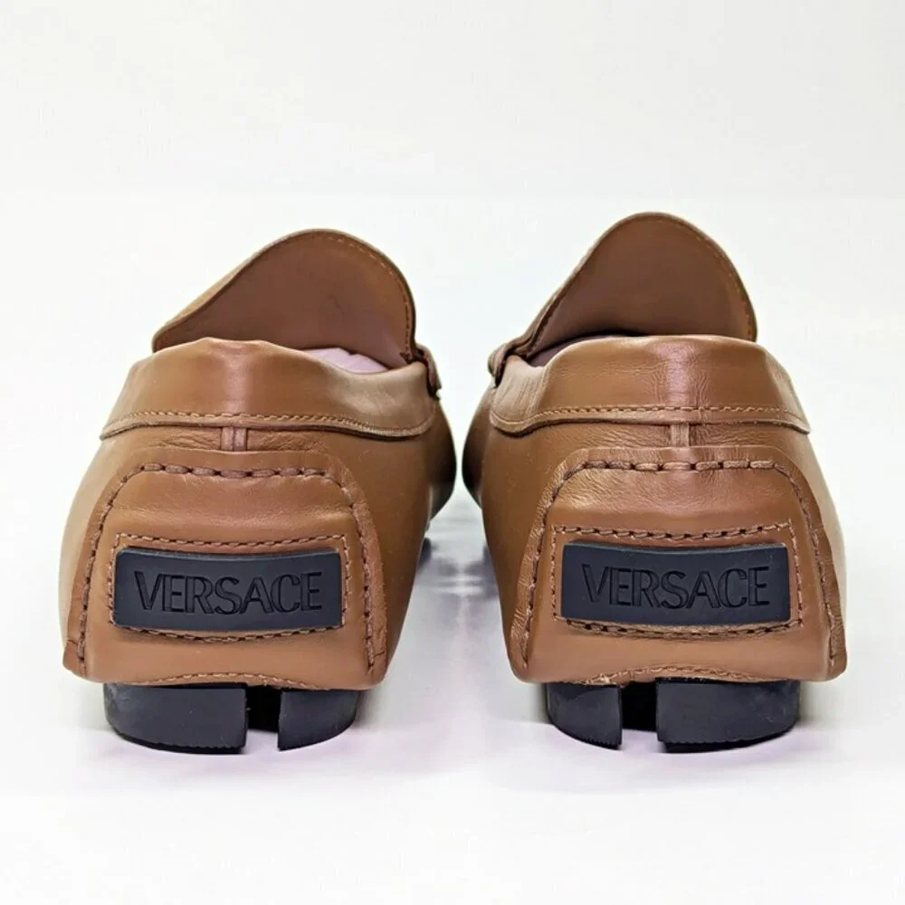 Versace Men's Medusa Biggie Leather Loafer Dark Toffee Size 42 (MSRP $775)